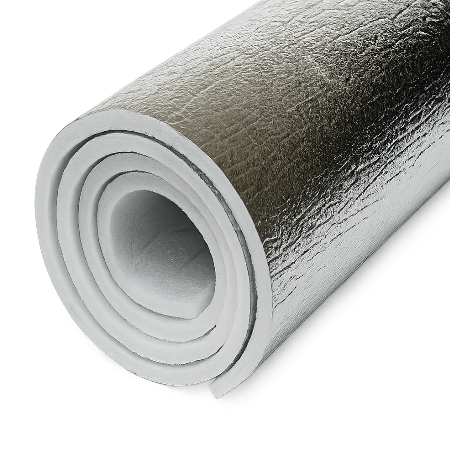 UEPE foam insulation – available in rolls with reflective film on one side with self-adhesive tape or plain